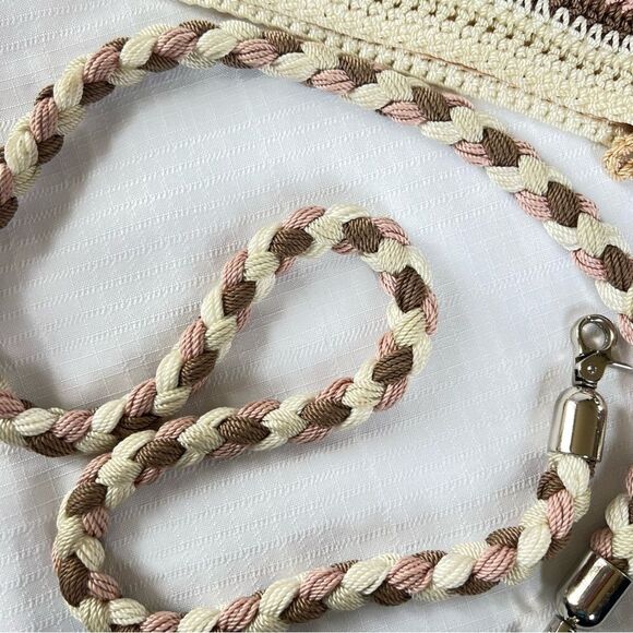 The SAK Hobo Neutral Tan Crochet Braided Strap Boho Women's Bag Purse - Picture 14 of 15